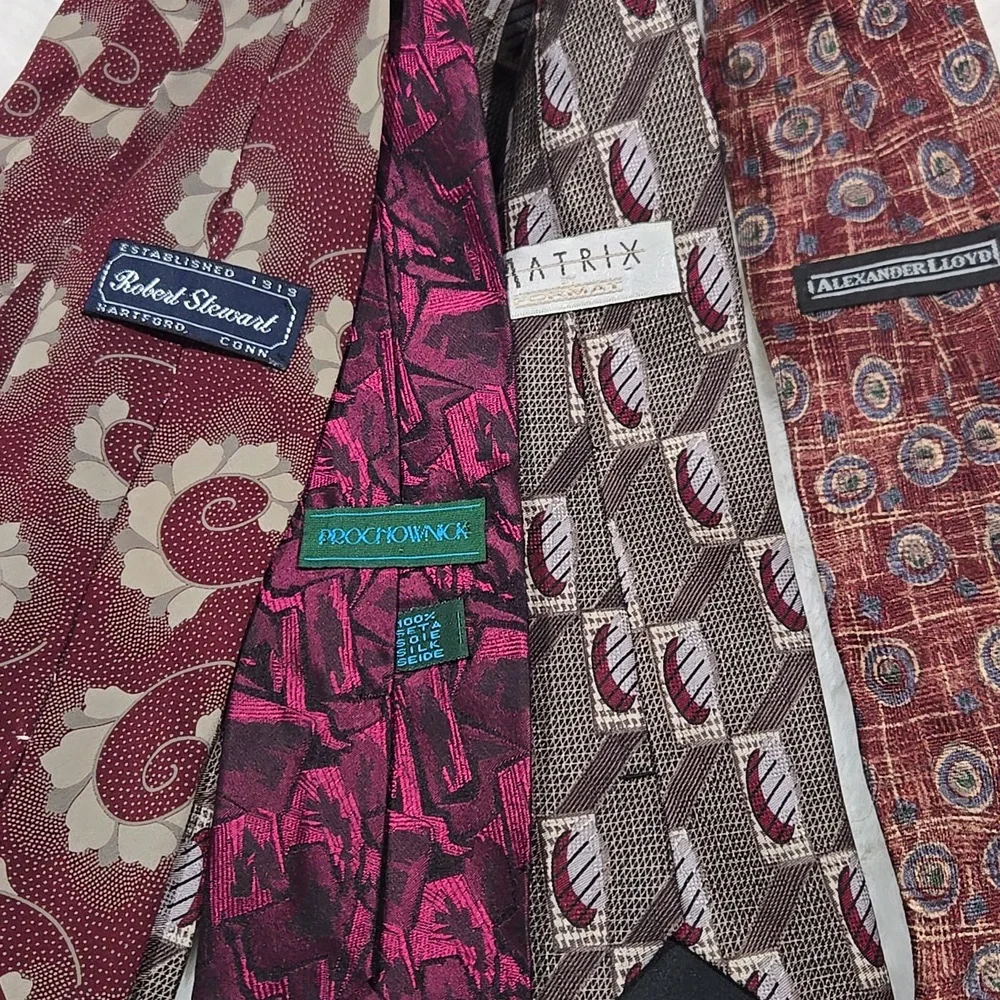 Robert Stewart, along with other brands, bundle of 4 ties taupe, burgundy, red